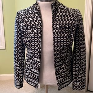Chico’s black/white blazer with zipper